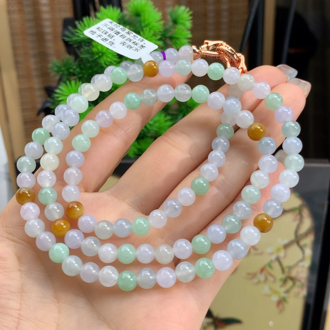 翡翠手链未镶嵌冰胶多宝项链卡6m m