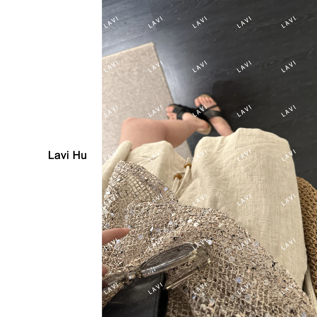 油菜花田 苎麻 休闲宽松百搭时尚棉麻短裤7057