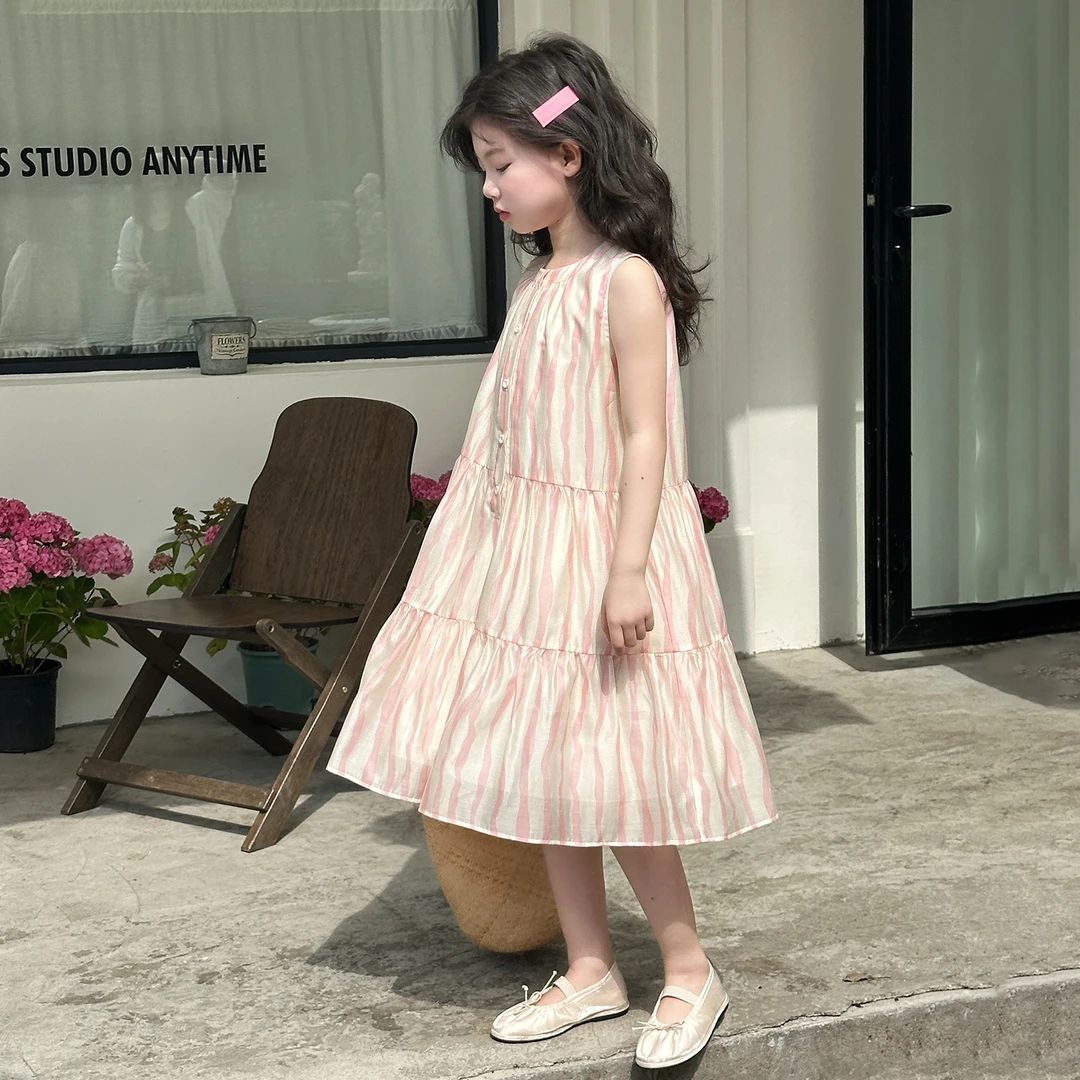女童夏季连衣裙2025夏季新款女孩时尚无袖少女风夏装连衣裙Q13260