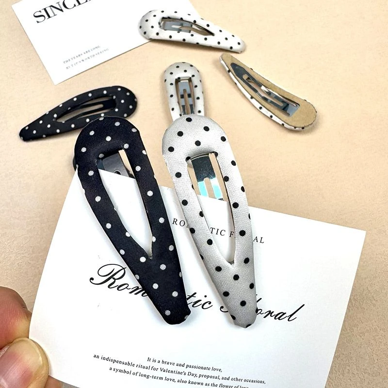 2025新款韩国东大门波点短绒高级感掰掰发夹侧边刘海夹子对夹发饰