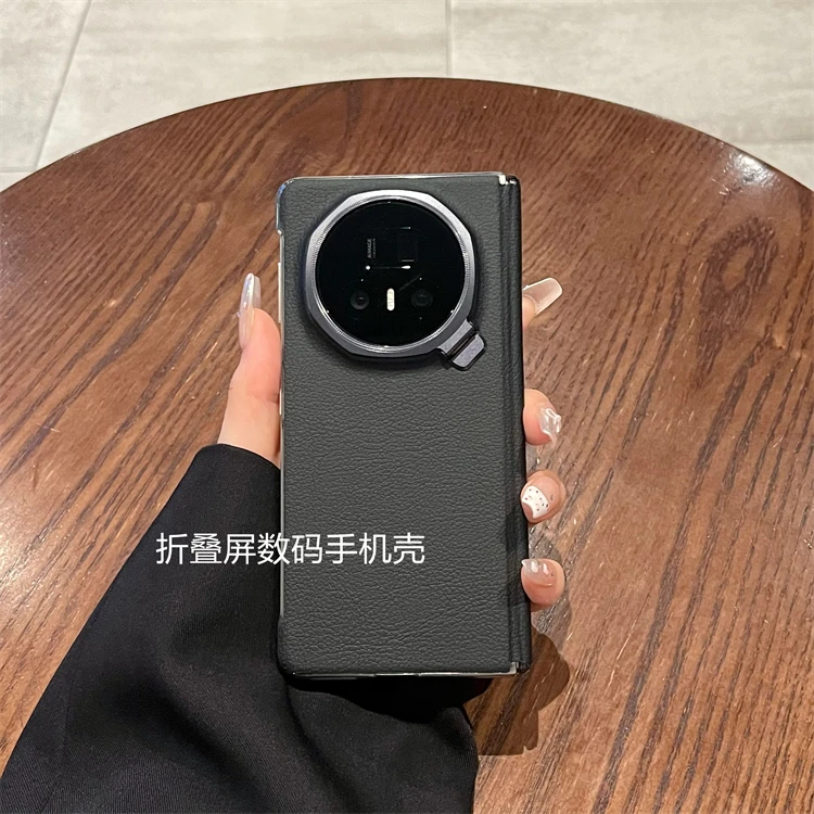 适用荣耀magicv5手机壳v5折叠屏皮质镜头支架铰链全包中轴保护壳