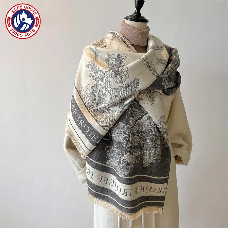 RUDY GOOSE高级感民族风披肩女外搭2025新款空调房水墨画披风围巾