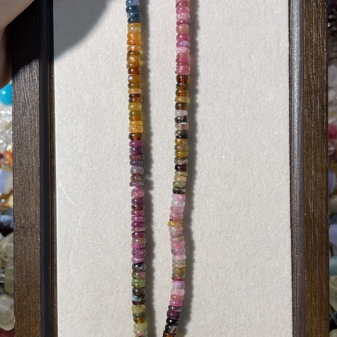 玛瑙/玉髓散珠老矿彩虹碧玺算盘