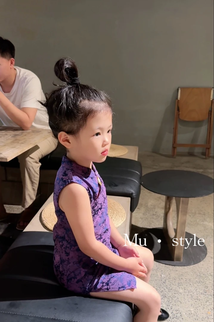 Kk·儿童夏季新款中式复古盘扣国风旗袍立领棉感旗袍裙