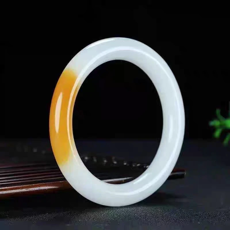 350号-精品脂白洒金皮色正圈手镯