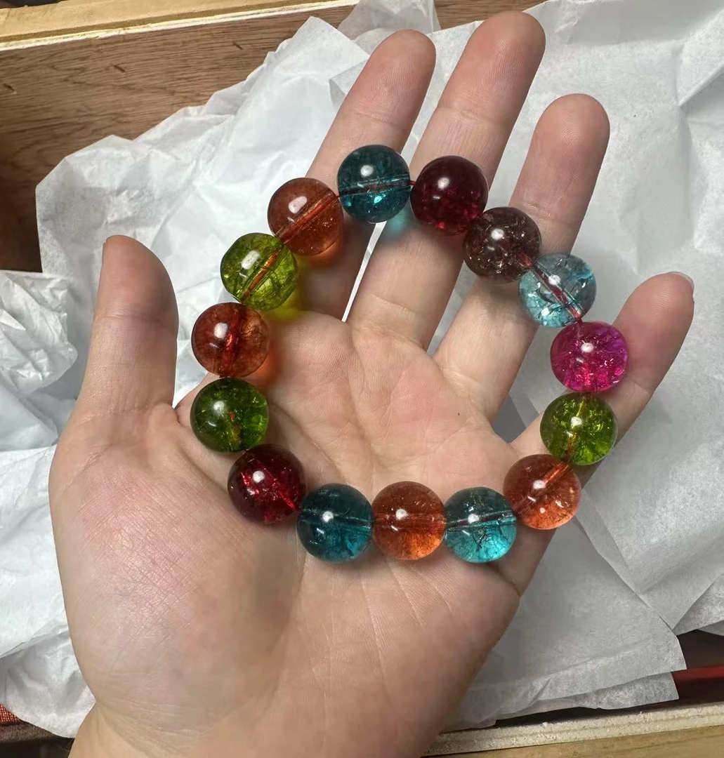 培育海蓝宝石碧玺多彩单圈手串