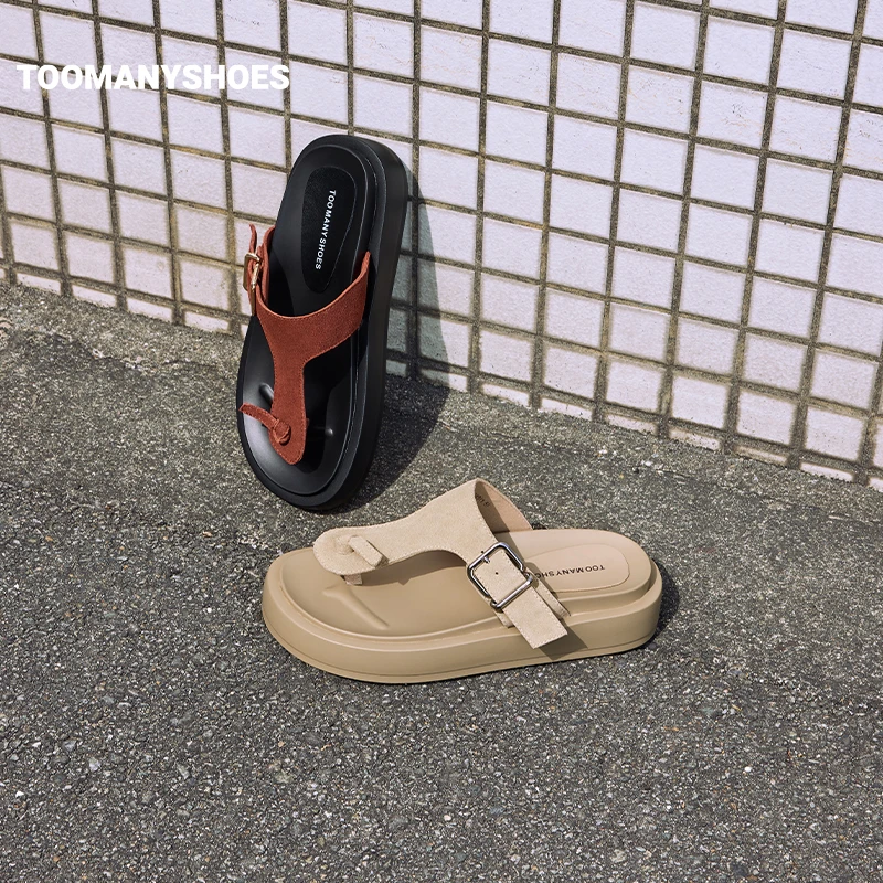 Toomanyshoes拖鞋2025夏季新款那不勒斯夹角人字拖厚底凉鞋女外穿