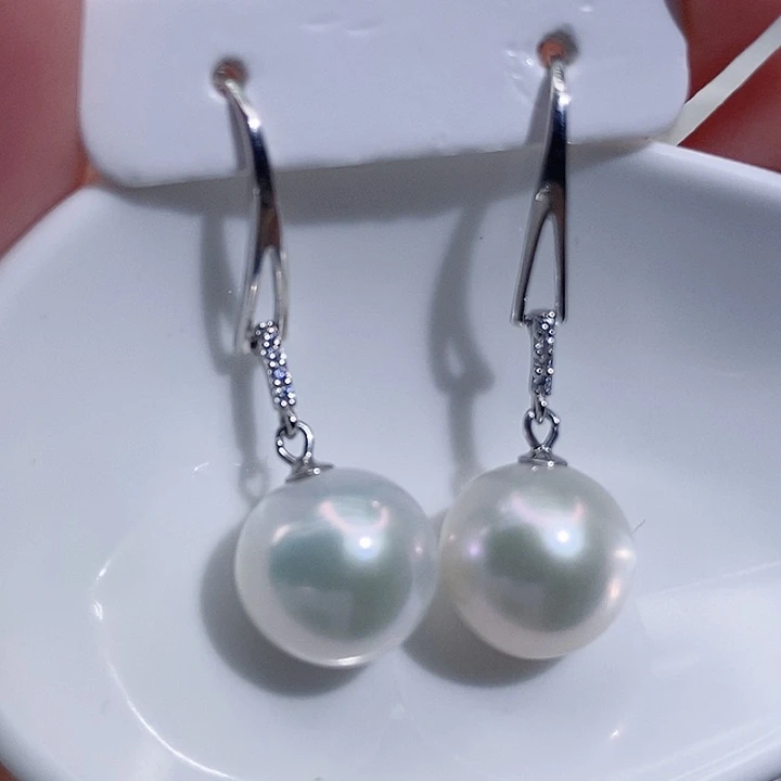 银S925镶嵌耳饰淡水珍珠A