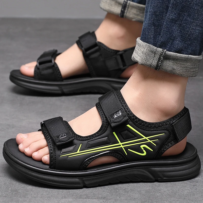 2025夏季新款大码45学生凉鞋沙滩鞋男46魔术贴加肥加宽48软底防滑