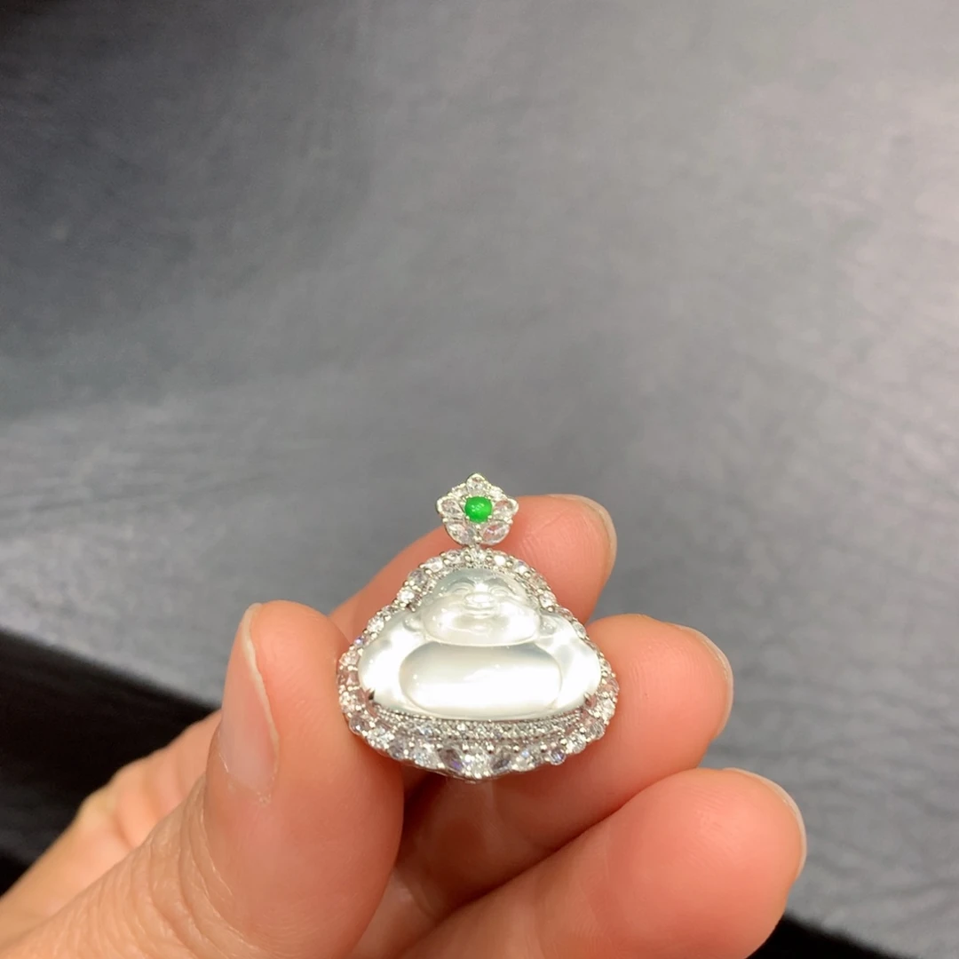 翡翠18K金镶嵌吊坠(不含链)