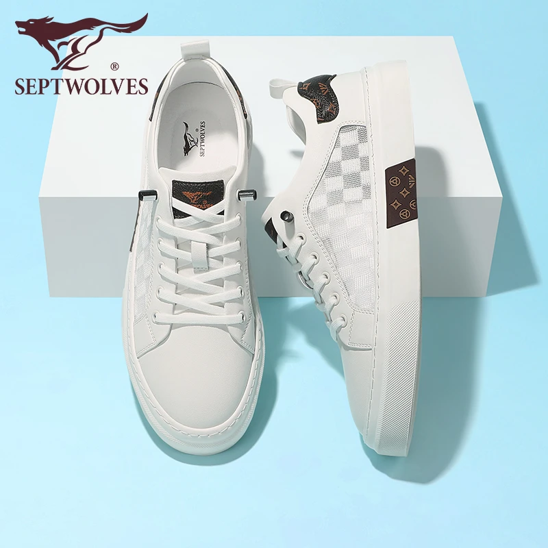 七匹狼秋季小白鞋男款2025新款百搭配西裤男鞋潮流透气休闲板鞋男