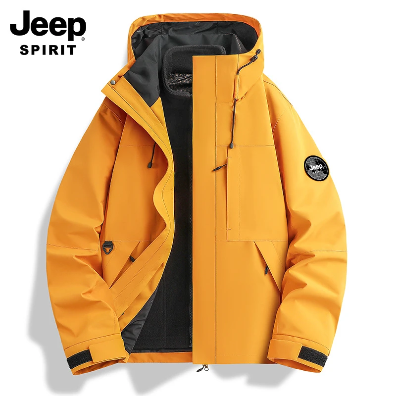 JEEPSPIRIT冲锋衣男女款新款春秋冬户外防风防水三合一登山服女士