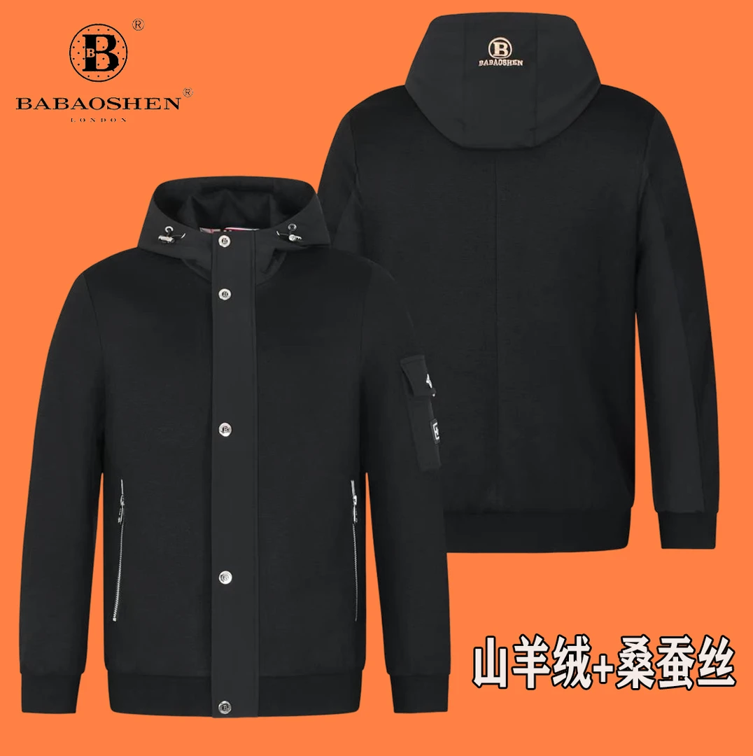 【六哥专属】BABAOSHEN巴家集团男高奢山羊绒秋外套刺绣桑蚕丝夹克