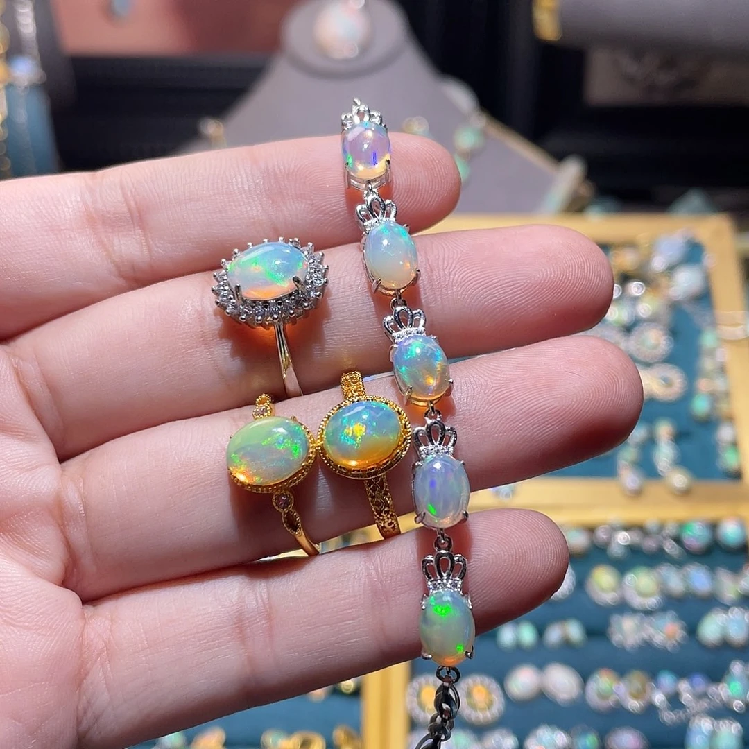 银S925镶嵌欧泊戒指）沐*