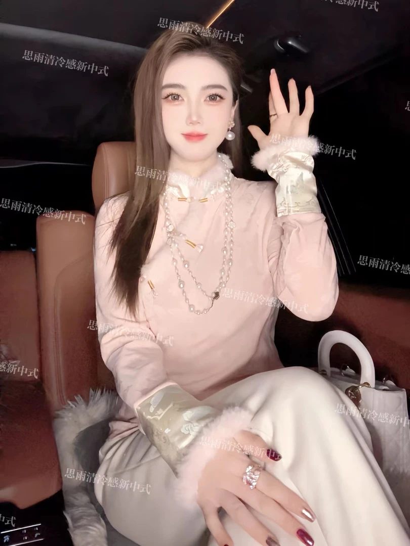 【含香公主】早春新款高领拼接高级感气质打底衫上衣25-78