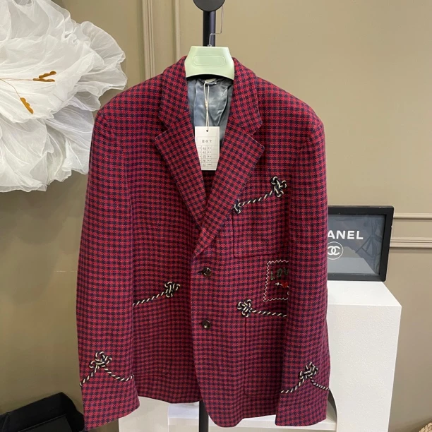 95新 GUCCI/古驰 潮服/古驰/48码/小香风格子西装外套/05200025