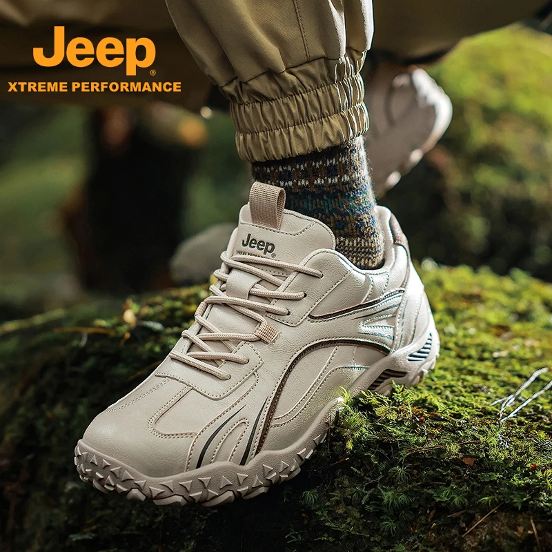 JEEP男鞋2025春季新款百搭时尚运动休闲鞋厚底防滑耐磨增高徒步鞋