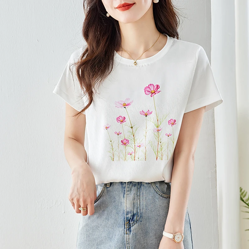 1447夏季丝滑缎面冰凉感女半袖T恤洋气AB拼接短袖