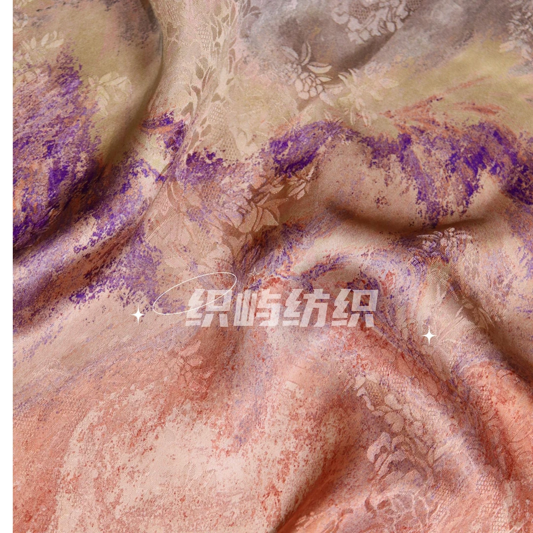 【织屿】油画透孔提花罗植物丝面料