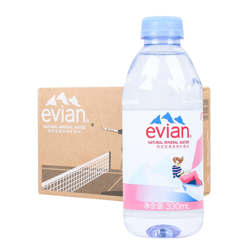 法国依云evian中文版依云天然矿泉水330ml中文版矿泉水