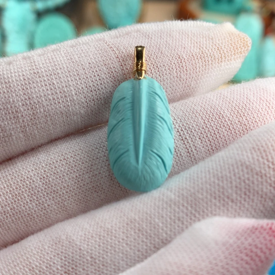 绿松石未镶嵌羽毛坠