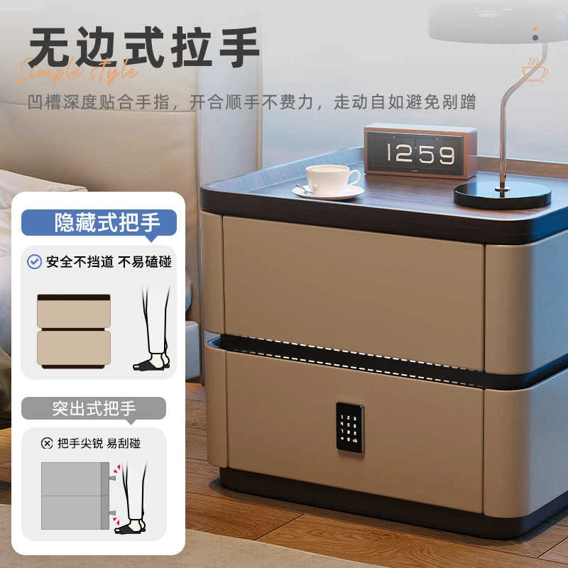 带锁多功能床边柜实木床头柜卧室床头柜床头柜卧室轻奢高档大气