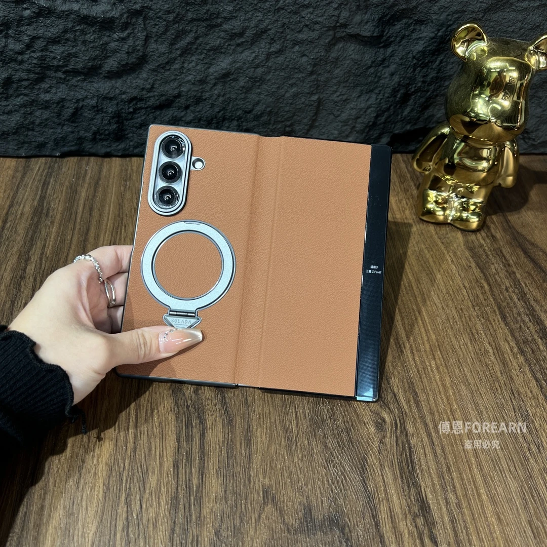 适用于三星ZFold7手机壳折叠屏fold7真皮支架磁吸保护套翻盖皮套