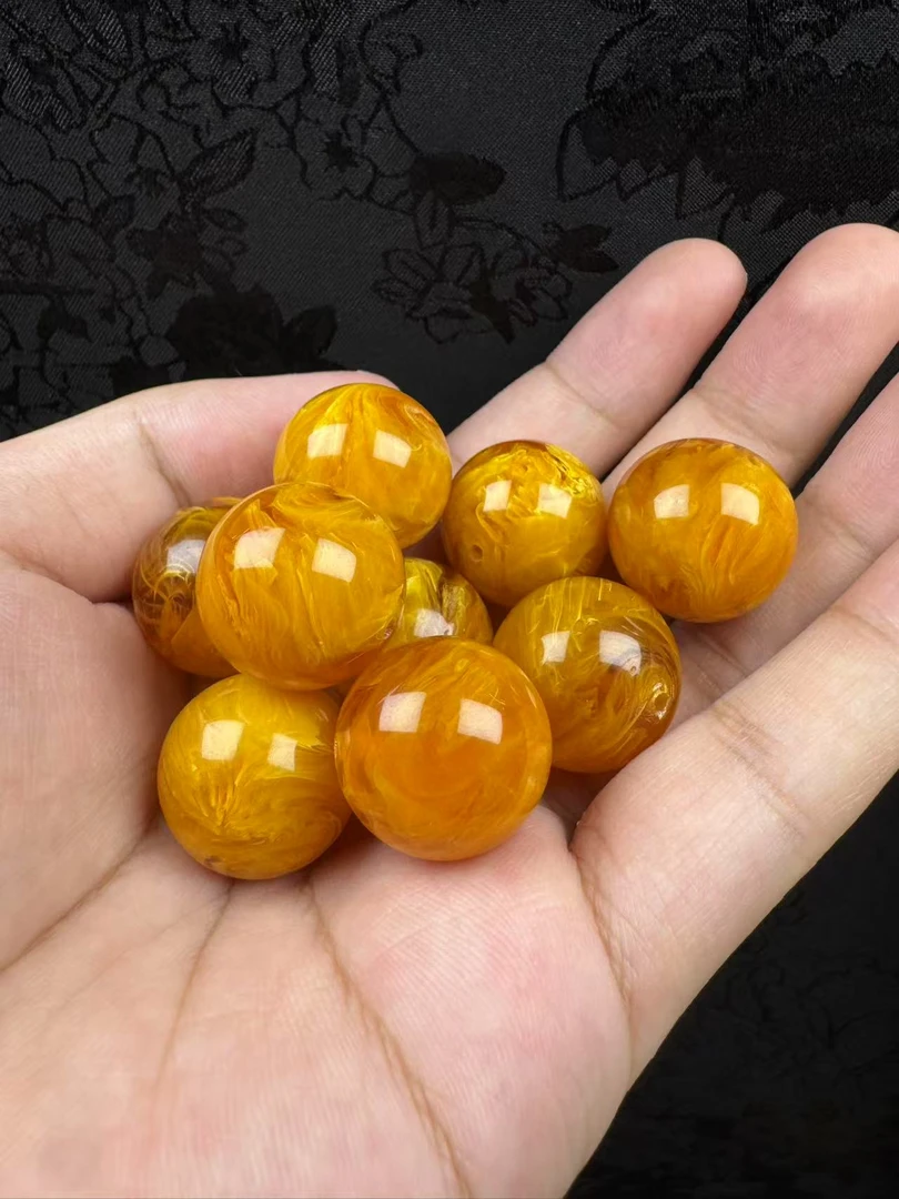 20MM天然鸡油红藏红圆珠一颗A370
