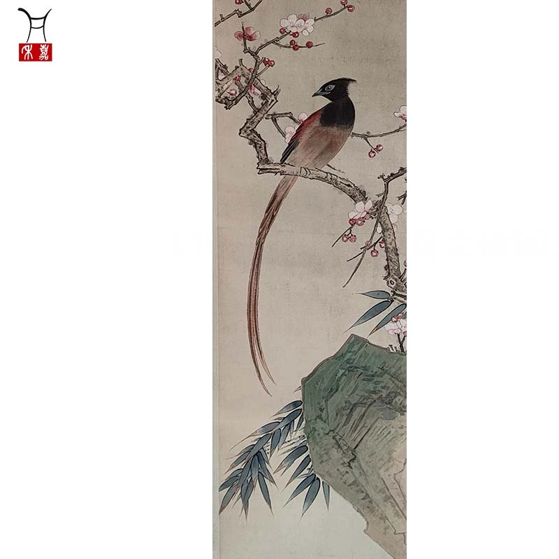 L1032花鸟立轴90.5x31.5/2.6平尺