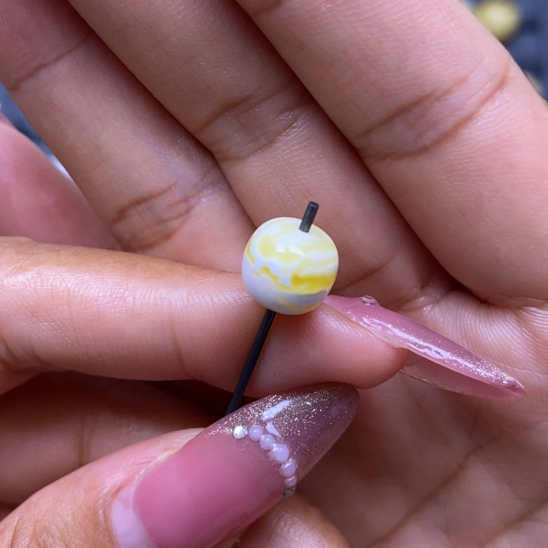 蜜蜡未镶嵌珠宝奇石漆白橘金妖花老型9.5*5.6mm