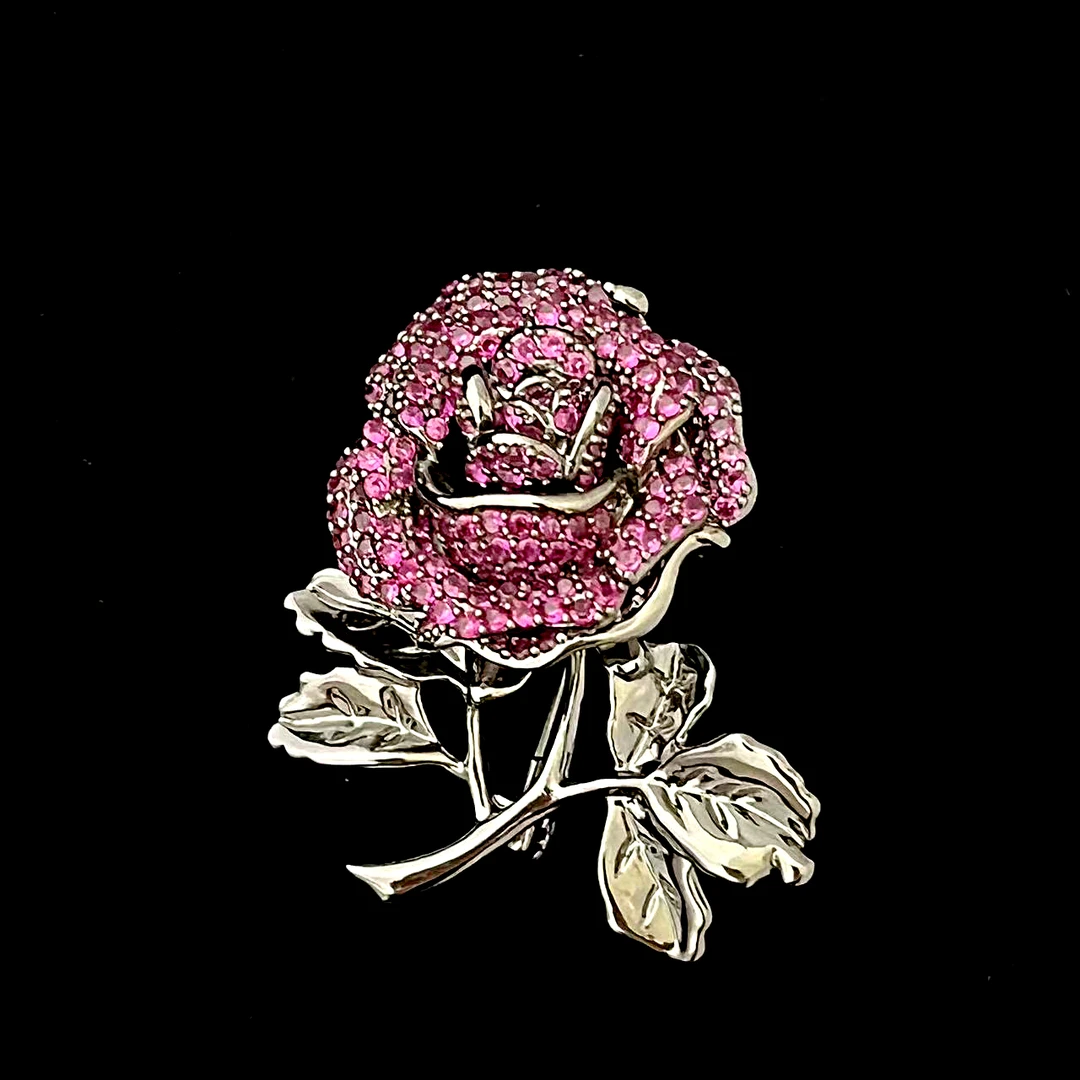 铜合金合成锆石胸针 xz4824心上玫瑰.紫