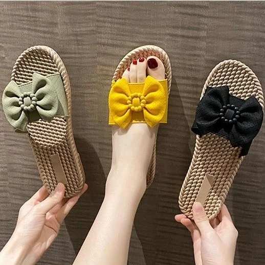 拖鞋女夏季外穿时尚防滑耐磨轻便新款百搭ins蝴蝶结韩版凉鞋