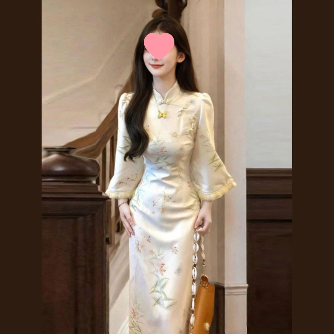 2025秋冬季新中式国风改良旗袍裙高级感气质超好看修身包臀连衣裙