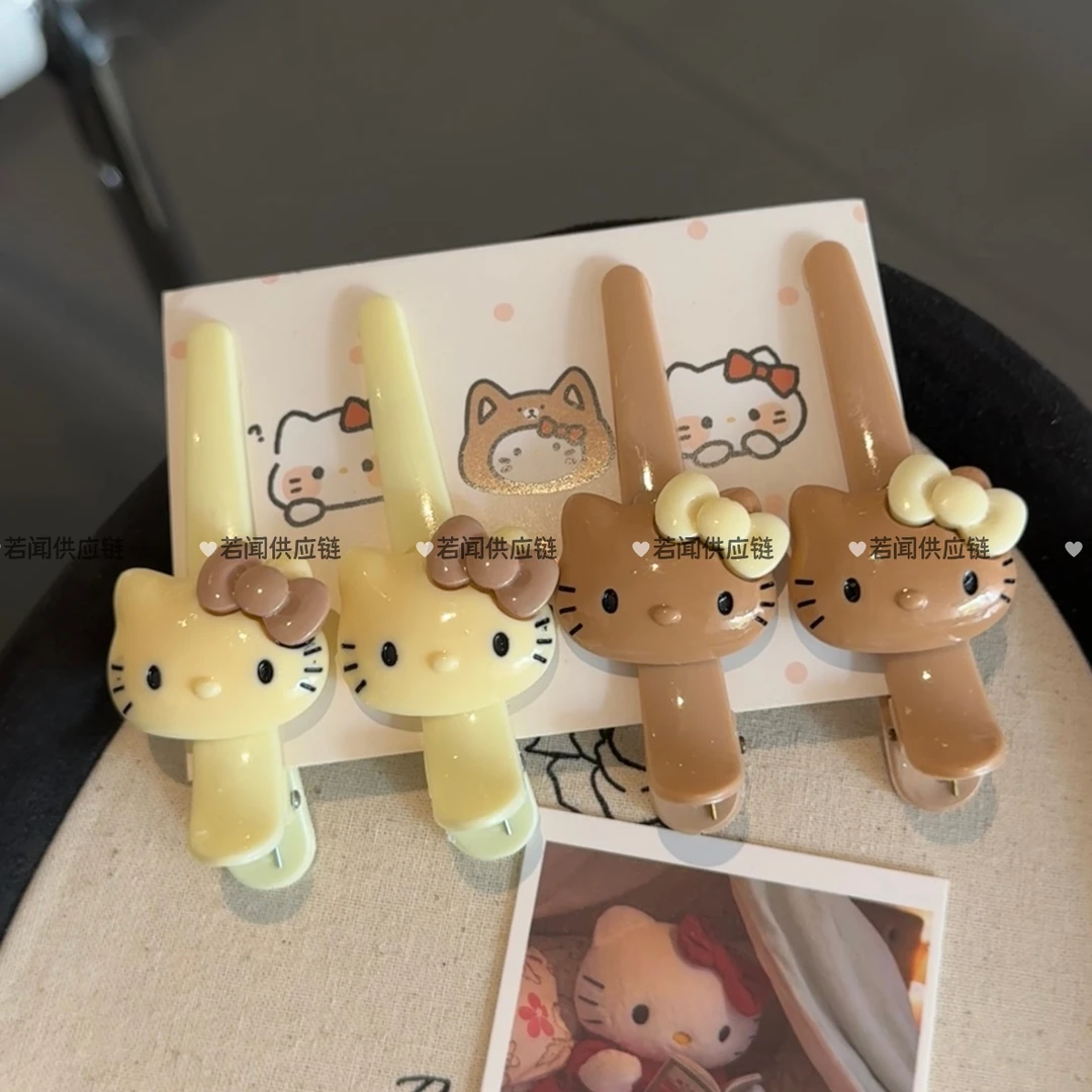黑皮kitty猫咪大头可爱鸭嘴夹复古港风一字夹学生闺蜜可爱发夹