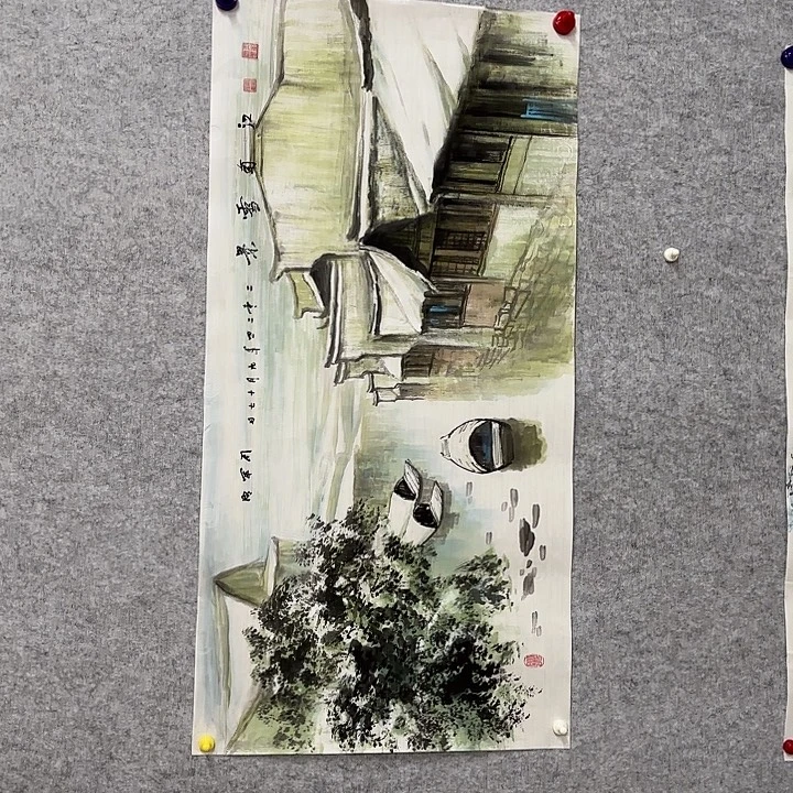 国画花鸟等图案为一体