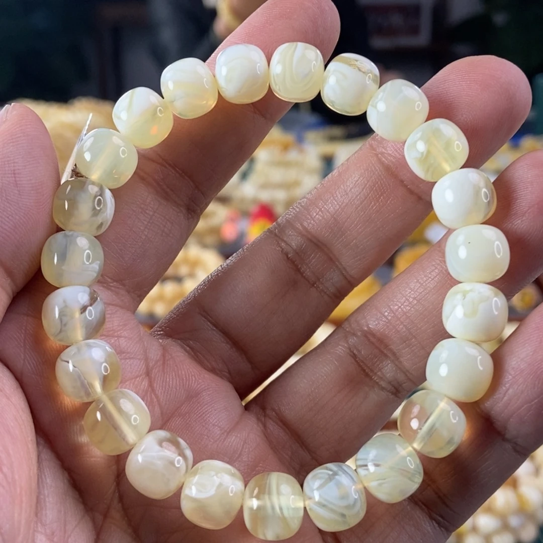 琥珀珠宝奇石未镶嵌10荧光拉丝同料串14.41