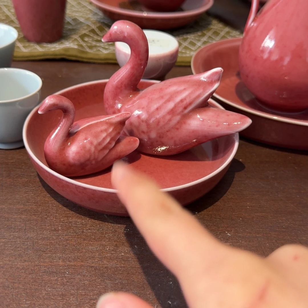 景德镇纯手工豇豆红陶瓷茶具