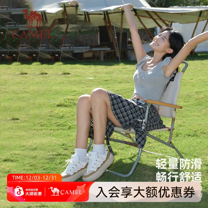 种草【芒果】骆驼户外鞋25秋季新款厚底增高板鞋百搭舒适徒步鞋女鞋