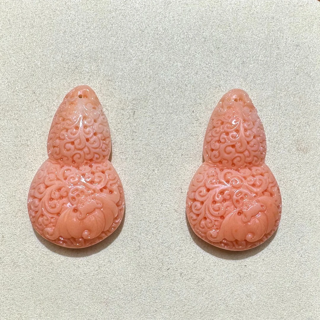 非金属珐琅吊坠 凤凰粉葫芦雕刻吊坠 H204