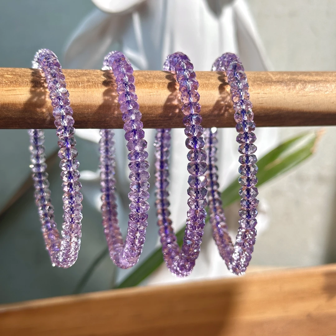 Z317 天然全净体/刻面/紫水晶钻切手串 多样性发其一