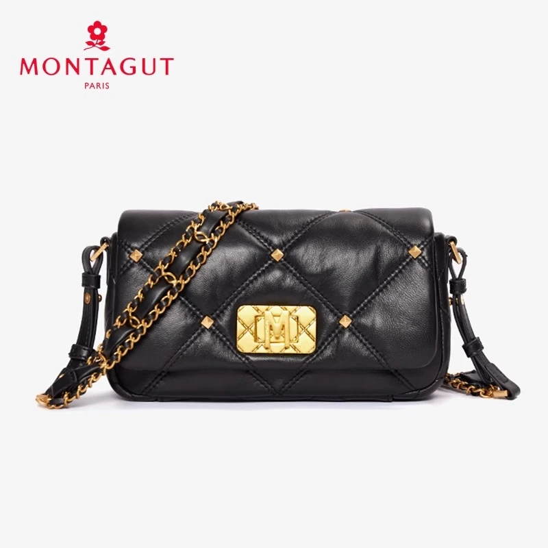 梦特娇包包女包小香风羊皮菱格链条包真皮小方包高级感单肩斜挎包