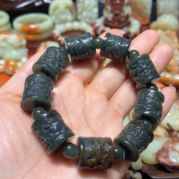 人***注手链未镶嵌岫岩河磨玉（透闪石质玉）