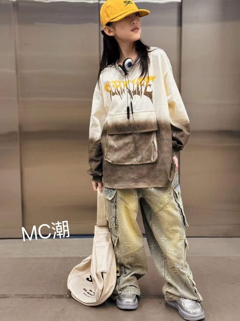 【炫舞潮流】蒙蒙潮童2025春夏大兜中大童牛仔裤男女童裤子