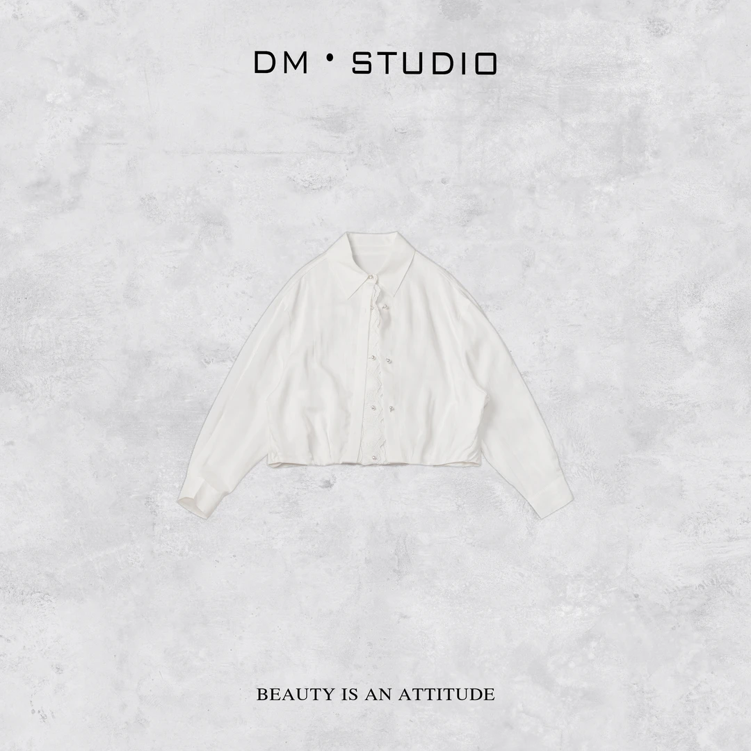 -DM•STUDIO/百搭精致感小众设计蕾丝边排扣衬衫外套（89603）