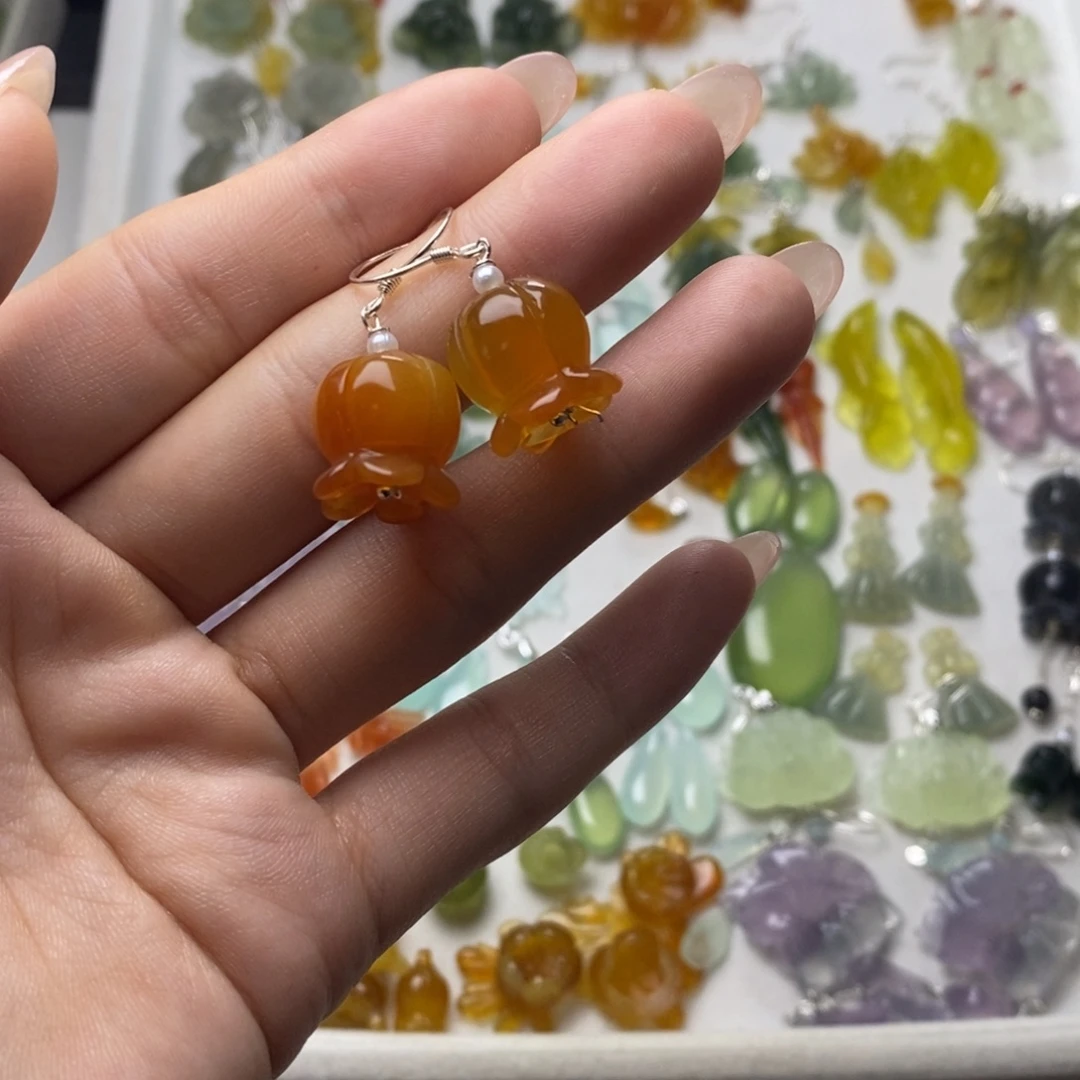 影***未镶嵌蛇纹石玉耳饰/颈饰