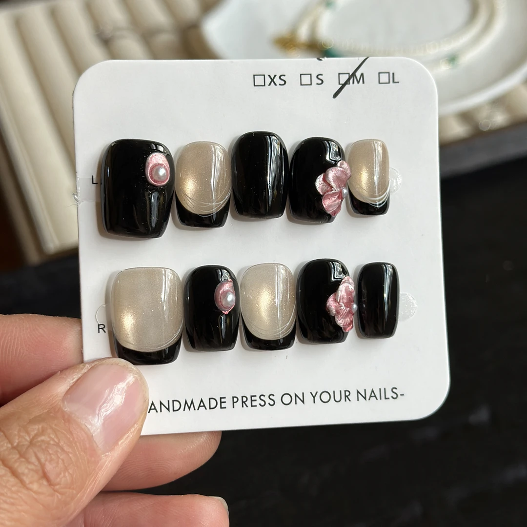 手工穿戴甲显白气质复古指甲贴时尚穿戴式美甲贴片短款可拆卸成品