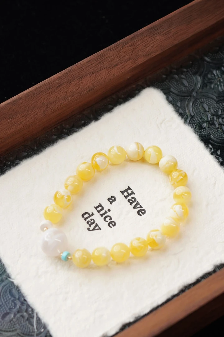 小妖怪 天然猛犸牙3*6mm药片单圈手串