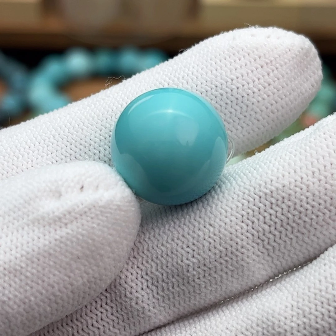 未镶嵌绿松石珠宝奇石蓝圆珠16.8