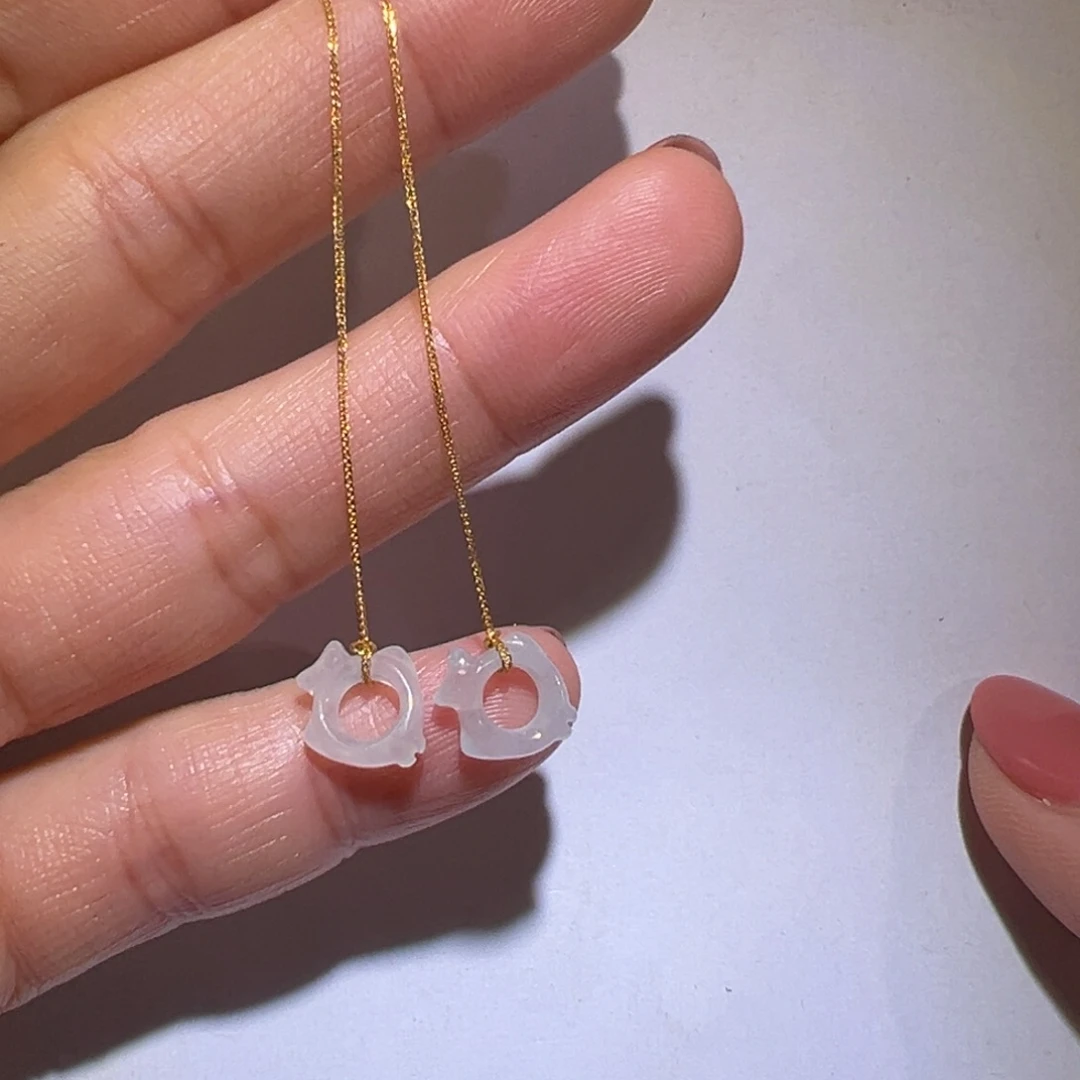 翡翠颈饰18K金镶嵌耳环