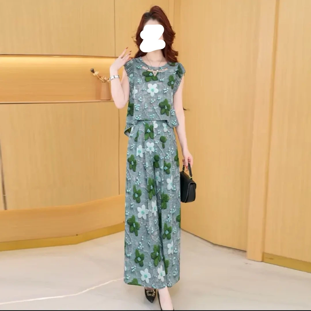 【两件套】夏季时尚女神修身洋气宽松气质休闲百搭显瘦减龄女装套裤